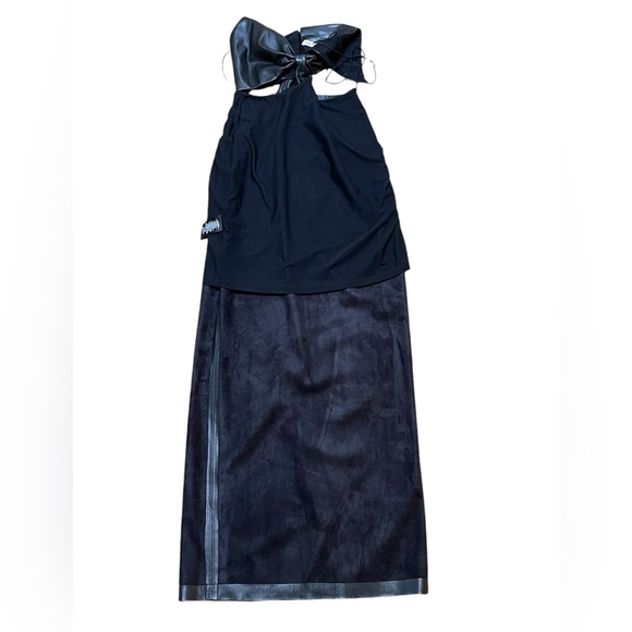 Alice + Olivia Dress Size 0/Zero Black Vegan Leather Cut Out Maxi Dress - Picture 4 of 8